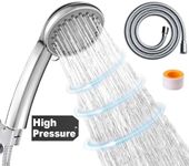 Shower Head,CUCM Turbocharged Design High Pressure 4 Spray Settings with Hose Adjustable Massage Spa Hand Held Showerhead,Chrome