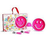 Munchkin Be Happy Toddler Dining Set Includes Suction Plate Straw Cup and Utensil Set, Pink