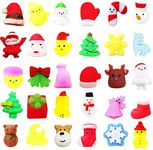 Christmas Mochi Squishy Toys Xmas Party Bag Fillers for Kids,Girls,Boys,30 Pack Moochies Squeeze Soft Fidget Toy,Christmas Mini Kawaii Moji Toys for Xmas Party Favors Treat Bags Stocking Filler Gifts