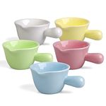 Keponbee 5PCS Small Sauce Bowls Cute Dip Bowls with Handle Colorful Snack & Dip Bowls Ceramic Mini Creamer Jug - Mixed 5 Color