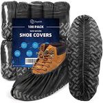 squish Shoe Covers Disposable Non Slip, 100 Pack(50 Pairs) Thick Extra Disposable Boot Covers Slip Proof Shoe Cover for Indoors Recyclable Durable Protector Covers Fits Virtually Most Shoes(Black)