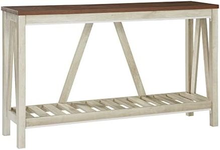 HOMCOM Console Table, Farmhouse Entryway Table with Storage Shelf, Rustic Sofa Table with Anti-Tipper for Living Room and Entryway, Oak