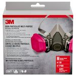 3M Half Facepiece Reusable Respirator All-in-One Kit, Household Multi-purpose, M (1 Mask and 1-pair Cartridges)