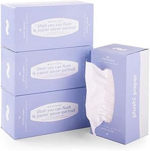 Advanced Tubeless Toilet Paper Pull From a Tissue Box 4 Ply Septic Safe Plush Facial/Bathroom Tissue, Plushi Paper Bulk Set incl. 4 Boxes = 320 Wipes for RV Travel Camper Marine Toilet Training Seats