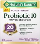 Nature’s Bounty Probiotic 10, Ultra Strength Daily Probiotic Supplement, Support for Digestive, Immune and Upper Respiratory Health, 1 Pack, 30 Capsules