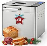 EUHOMY Bread Maker Machine 13 Program 2LB Bread Maker, Bread Machine with 3 Loaf Sizes and 3 Crust Colors, Breadmaker with Fruit & Nut Dispenser,Ideal for Family Gifts, Dough Maker