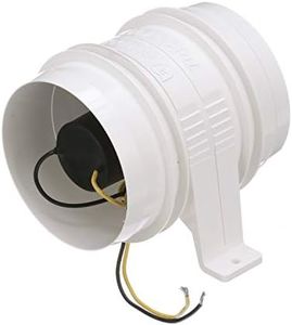 Attwood 1749-4 Turbo 4000 Series II In-Line Blower, For 4-Inch Interior Diameter Vent Hose, Water Resistant, 12-Volt