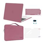 MOSISO Compatible with MacBook Air 13.6 inch Case 2022 2023 2024 Release M3 A3113 M2 A2681 Touch ID, Plastic Hard Shell&Carrying Sleeve Bag&Keyboard Cover&Webcam Cover&Screen Protector, Dusty Rose