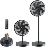shinic 14" Standing Fan for Bedroom with Remote, Portable Foldable Fan for Compact Storage Oscillating Tabletop & Pedestal Fans with 3 Speed/Mode Touch+Remote Control 12H Timer Floor Fan Office Home