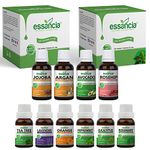 essancia - NATURALLY IN EVERY DROP Pack Of 10 Essential Oils + Carrier Oils Tea Tree,Lavender,Orange,Peppermint,Eucalyptus,Rosemary & Jojoba,Argan,Avocado,Rosehip Oil,Combo Set For Skin Care,Hair Care