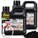 Mulch Glue - 0.5 Gallon / 64oz Black Color Mulch Dye & Landscape Adhesive with Applicator for Landscaping, Garden, Gravel, Rock - Safe Ready to Use Gravel Binder Mulch Lock Glue for Leaf, Stone, Bark