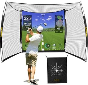 Acellorate Golf Net,11x8ft Golf Simulators Hitting Cage with Dual-Layer HD Impact Screen and Target Cloth,Heavy Duty Practice Net for Indoor Outdoor Swing Training Backyard Garage