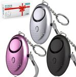 Personal Safety Alarms for Women, 3 Pack Reusable Police Approved 140DB Loud Alarm with LED Light, Small Personal Security Alarm Torch Keychain for Women, Girls, Children and Elderly