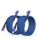 2-Pack USB C to USB C Cable 60W, 10ft+10ft Right Angle 90 Degree USB Type C Charger Fast Charging Cord for Samsung S22/S21 Ultra/Plus, MacBook Air/Pro, C-Port iPad Mini/Air/Pro, Pixel 6/5/4/3(Blue)
