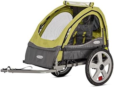 InStep Sync Kids Bike Trailer, Tow Behind Child Carrier, Foldable and Compact, Easy Storage, Bug Screen and Weather Shield Canopy, Safety Flag, 16-Inch Wheels, Single Seat, Green/Grey