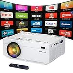 Mini Projector, 1080P Full HD Supported Portable Video Projector, 10000 Lux. LED Movie Projector for Home Theater Work with TV Stick Android/iPhone HDMI VGA, Backpack Included(Milky)