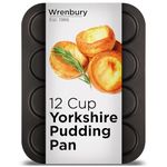 Wrenbury Toughened Yorkshire Pudding Pan 12 Hole - Yorkshire Pudding Tin British Yorkshires - Yorkshire Pudding Baking Pan Non Stick Heavy PFOA PTFE Food Safe Carbon Steel