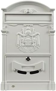 Amig Classic Style Mailbox for Outdoor Use | Post Locker for Walls, Walls or Fences | 40.5 x 25.5 x 8.5 cm | Aluminium | Includes Screws | White Colour