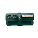 AICA Personalised Name & Charm Leather Sunglass Case Cover for Men & Women | Hard Case Eyewear Cover (DarkGreen)