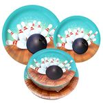 Oojami 100 Count Paper Plates 50-9" Dinner Paper Plates, 50-7" Dessert Paper Plates Bowling Theme Party (Bowling)