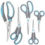 Asdirne Premium Kitchen Scissors Set, Kitchen Shears, Food-Grade Stainless Steel Blades, Ergonomic Rubber Handle, Include 1 Poultry Shears and 4 Multi-Purpose Scissors, 9.1”/9.6"/8.5"/6.4"/5.4"