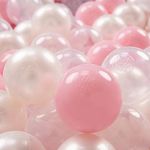 KiddyMoon Soft Plastic Play Balls 100 Balls/7Cm-2.75In Multi-Colour Made In EU, Light Pink/Pearl/Transparent