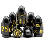 FONVGOGO Bullet Metal DND Dice Set, Dungeons and Dragons D&D Dice RPG Unique Cool Cyberpunk Dice for Sci-Fi Warhammer War Crime Theme Role Playing Tabletop (Bullet Black Gold)