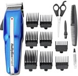 BaByliss PowerLight Pro Clipper, Cordless or Corded Hair Clippers for Men, 8 cutter guides 1-8, Rechargeable Grooming Set, Blue, 7498CU