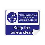 Clickforsign PLEA-WAS-HAND-VISIT-TOI-VINYL-64(8X6) Please Wash Your Hands After Visiting The Toilet Sign Self Adhesive Vinyl Sticker, 200 x 150 mm