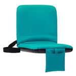 Sportneer Stadium Seat for Bleachers, Bleacher Seats with Back Support 6 Reclining Positions, Portable Stadium Chairs with Padded Cushion and Shoulder Strap for Sports Events, Light Blue