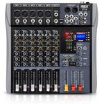 Froket Audio Mixer Professional Sound Board 6 Channel Audio Desk System Interface Digital DJ Console with Bluetooth USB Sound Audio Mixing Console for Karaoke Studio Party Recording Broadcast (CT-6)