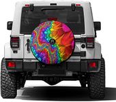 Foruidea Tie Dye Abstract Rainbow Color Spare Tire Cover with Backup Camera Hole Wheel Tire Cover Fit Trailer, RV, SUV and Many Vehicle 17inch