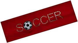 Funny Girl Designs SOCCER BALL Rhinestone Cotton Stretch Headband (Red)