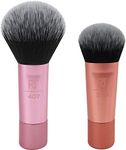 Real Techniques Mini Brush Foundation and Blush Duo, Travel Size, For Loose Blush and Liquid Foundation, 2 Piece Set