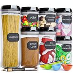 Chef's Path Airtight Food Storage Container Set - 7 PC - Kitchen & Pantry Organization - BPA-Free - Plastic Canisters with Durable Lids Ideal for Cereal, Flour & Sugar