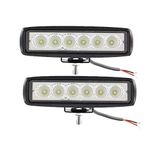 2PCS LED Light Bar 18W 6Inch Flood Work Light Pods Single Row Off Road Led Spot Light Driving Light Fog Light Boat Light Waterproof for SUV ATV 4WD Car Truck Golf Cart 12V 24V