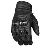 Jackets 4 Bikes Men's Premium Cowhide Leather Motorcycle Gloves Cruising Riding Street Racing ATV Dirt Bike Motocross Palm Sliders Knuckle Armor Protected Powersports Biker Gear Glove Black XL