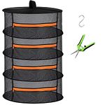 Desy & Feeci Herb Drying Rack, Plant Hanging Dry Net with Orange Zipper (4 Layer-D24xH32 inch)