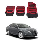 Oshotto 3 Pcs Non-Slip Manual CS-373 Car Pedals Kit Sports Pad Covers Set Compatible with Skoda Octavia (Red)