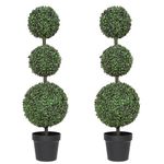 Luyue 2 Pack Artificial Boxwood Ball 3FT Fake Boxwood Topiary Tree Set of 2 Faux 3 Balls Tree Topiary in Pot Boxwood Ball Plant for Outdoor Front Door Porch Plant Tree Outdoor Topiary Tree