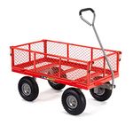 Gorilla Carts Steel Utility Cart with Removable Sides - Heavy-Duty Garden Wagon with 800 lb Capacity, Durable Steel Frame, Pneumatic Tires, Removable Panels - Red