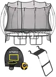 Springfree Trampoline 13 ft x 13 ft Large Square + FlexrHoop + FlexrStep V2 Bundle – Springless Fun with Goal Hoop and Ladder Attachment Accessories