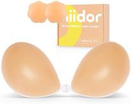Niidor Adhesive Bra Strapless Sticky Invisible Push up Silicone Bra for Backless Dress with Nipple Covers Creme