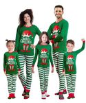 WENSIVIA Family Matching Pajamas Sets Merry Christmas ELF Print Xmas Holiday Sleepwear Outfits Pjs, Green, X-Large