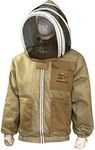 Clothes and Leather 3 Layer Beekeeping Ventilated Jacket Fully Protection Beekeepers Ultra Ventilated Bee Jacket with Fencing Veil Facezipper (5X-Large, Khaki)