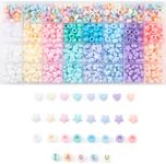 840 Pcs Acrylic pony beads letter beads star beads heart beads friendship kandi bracelet making kit for jewelry making (Macarone)