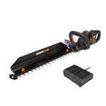 WORX 36V (40V Max) Teleskop Heckenschere WG286E.1, PowerShare, Bürstenlos, 58 cm Schnittlänge, Max. 27 mm Schnittstärke, 2 STK. 2.0 Ah Akkus, 1 STK. 4A-Doppelladegerät, 1 STK. Heckenlet kehrer