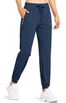 Libin Women's Lightweight Joggers Quick Dry Hiking Running Pants Athletic Workout Track Casual with Zipper Pockets,Navy Blue S