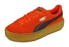 PUMA Platform Trace Block Lace Up Orange Suede Leather Womens Trainers 367057 03