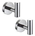 QNIIAED 2 Pcs Bathroom Towel Hook,Screw in Metal Coat Robe Hook SUS 304 Stainless Steel Heavy Duty Wall Door Hanger for Bathroom Kitchen Garage Home Hotel Office(Chrome)